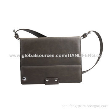 100% Buffalo Leather Shoulder Bag Case with Stand for iPad 2/iPad 3/New iPad